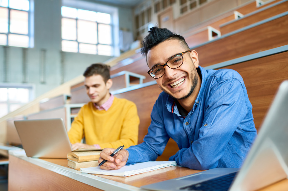 Happy Student in College