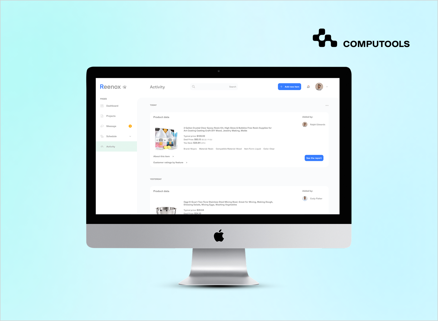 A custom marketplace management app screen
