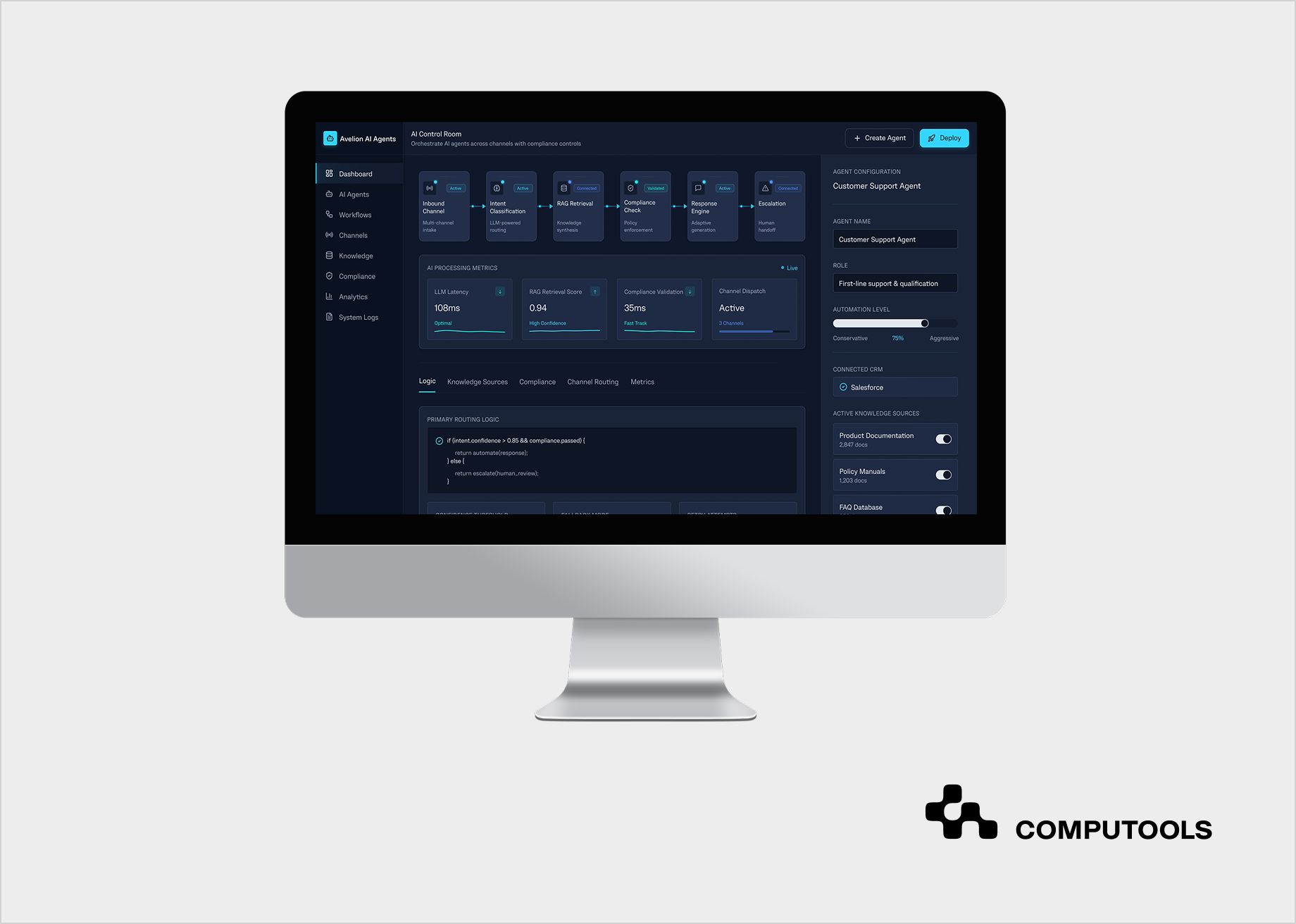 Avelion AI agents case study screen