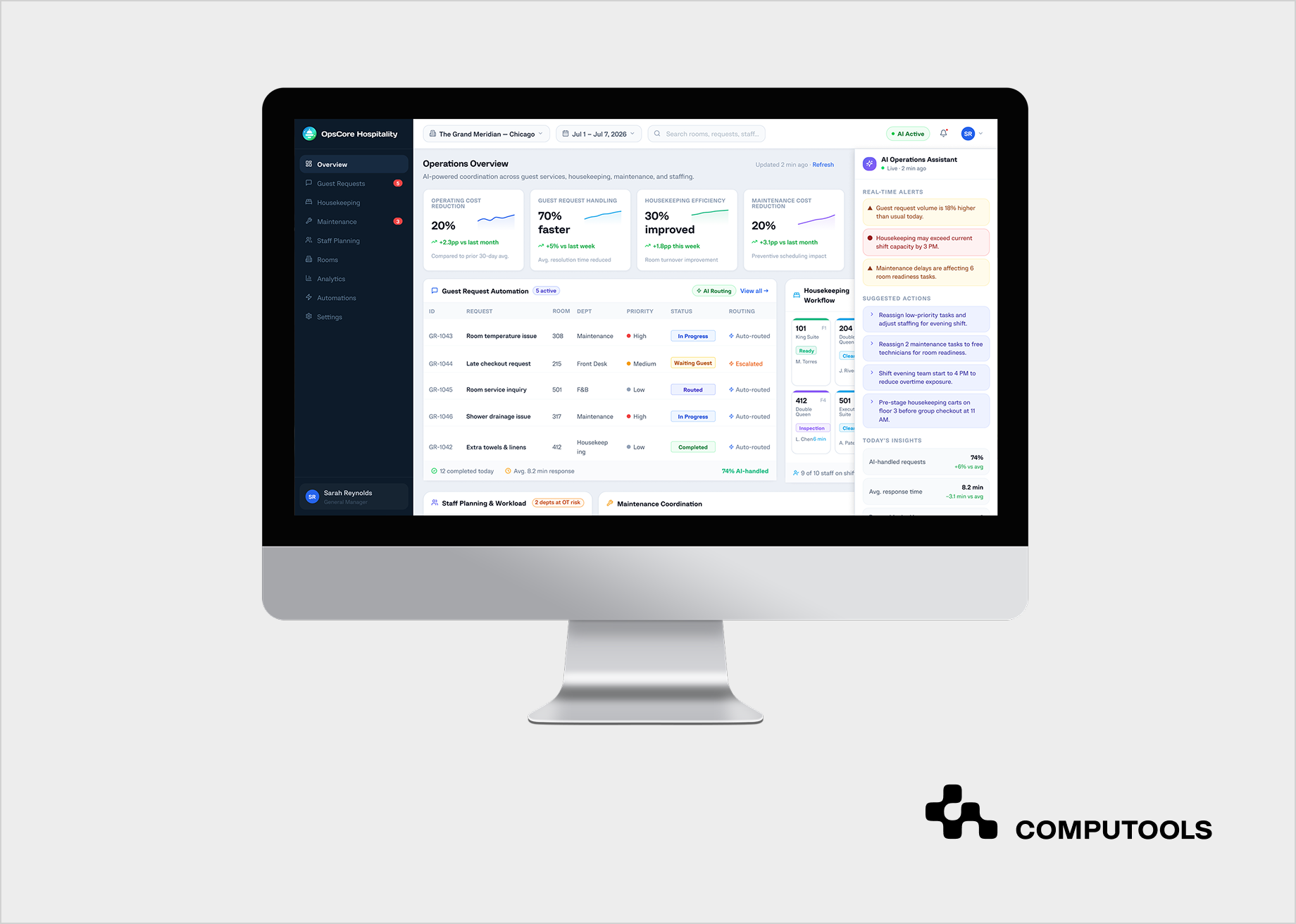 OpsCore Hospitality case study screen